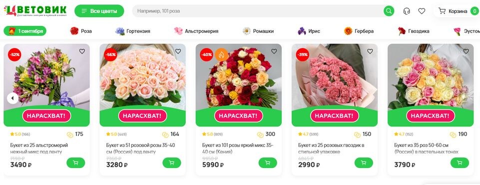     Скриншот с сайта «Цветовик»