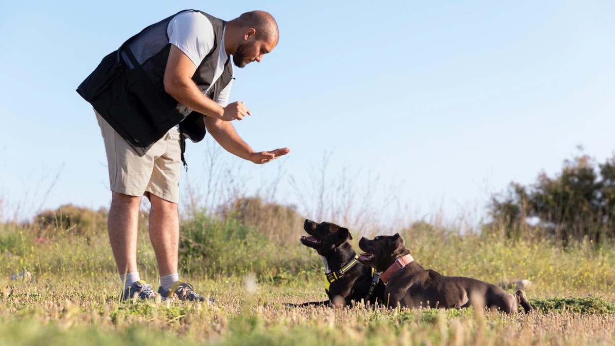   Команда «лежать» помогает быстро успокоить питомца.