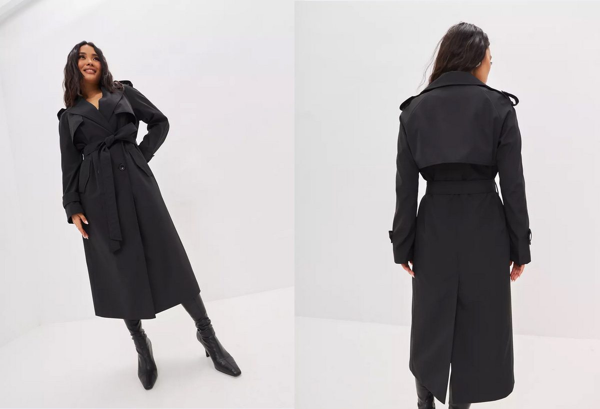 Плащ черный длинный 205554752 Wildberries