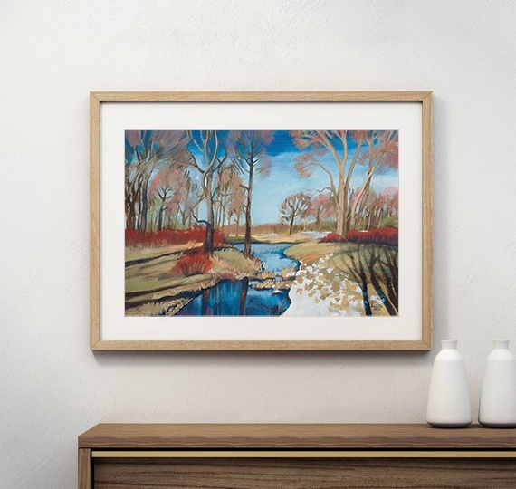 Весенний пейзаж. Гуашь, бумага. Размер 30х40 см. 2021 год. Художник Корягина Светлана (Корга Арт) 