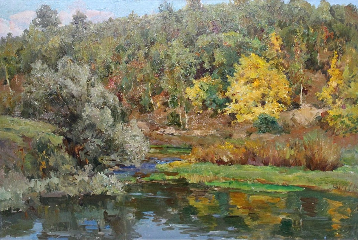 "Осенний вечер", 1959 год. Картон, масло 33 х 48 см