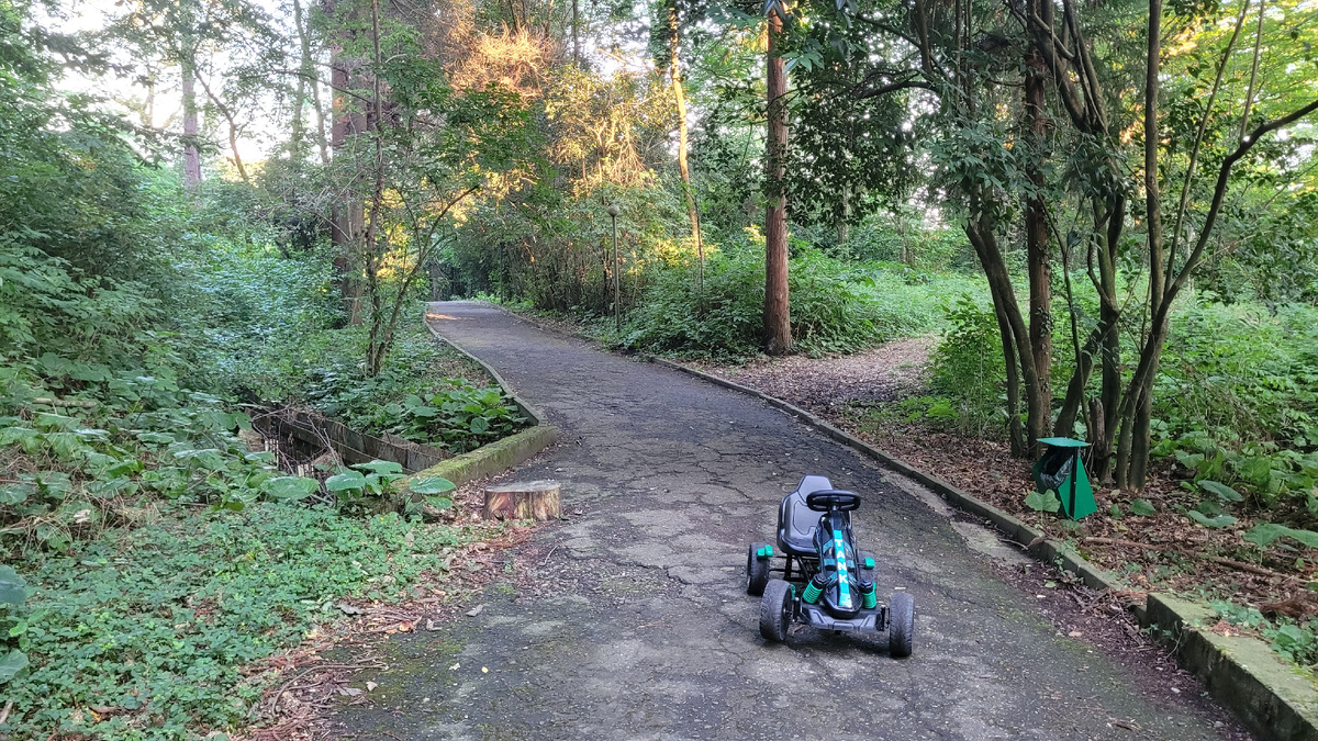 Дети передвигаются здесь по территории на разных машинках, иногда их бросают на полпути 😅