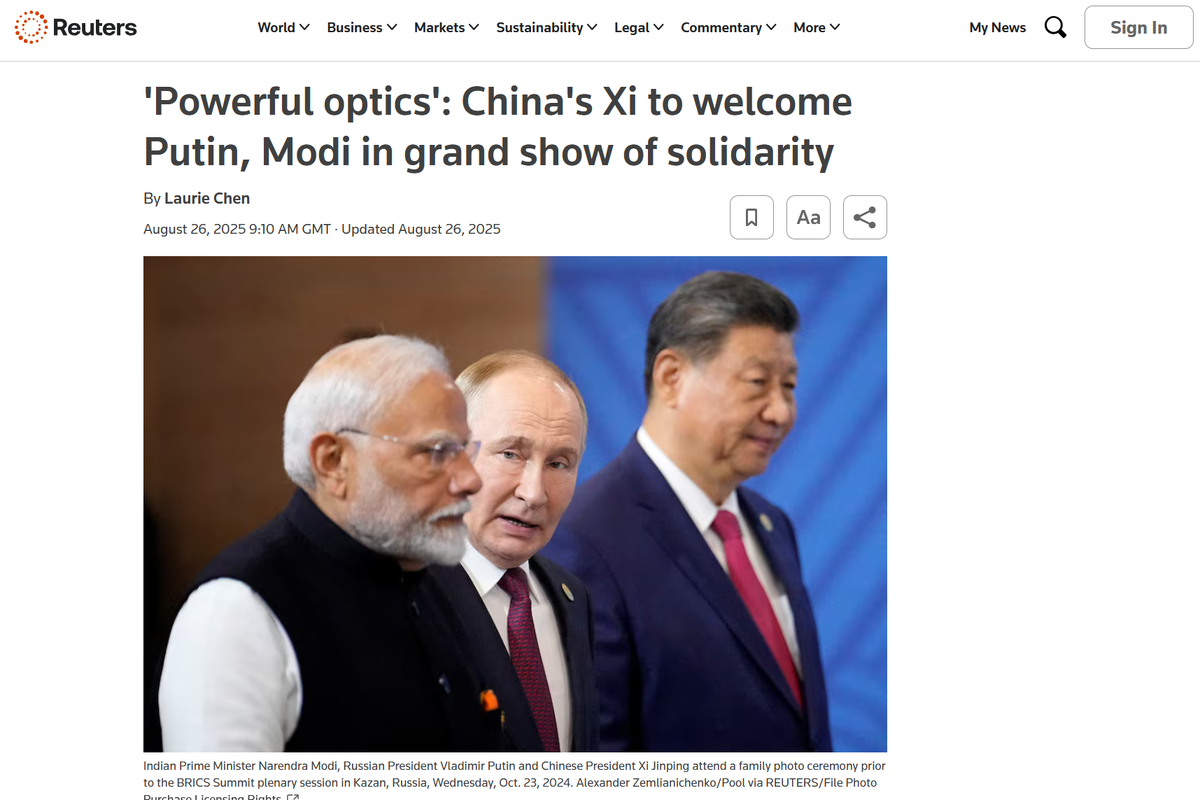     «Мощный образ»: председатель КНР Си Цзиньпин примет Путина и Моди в рамках «грандиозной демонстрации солидарности»