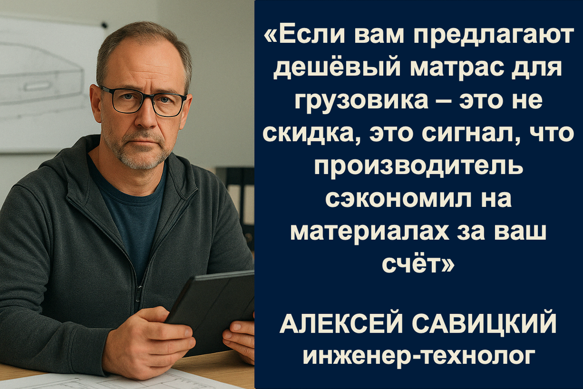 Эксперное мнение независимого инженера-технолога о том, почему матрас для грузовика не может быть дешевым. Фото СПАЛБЕР.