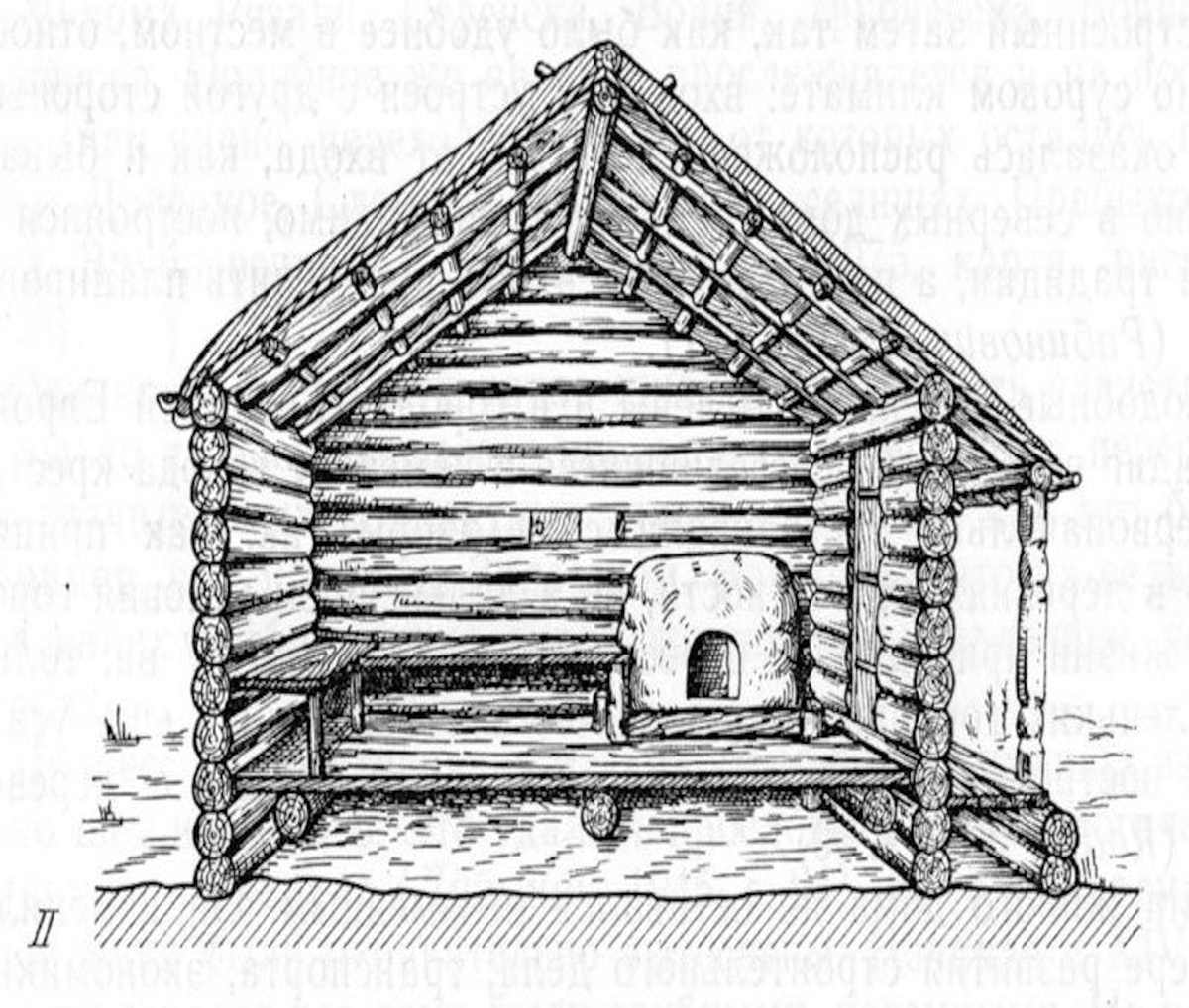 Деревянный сруб в разрезе