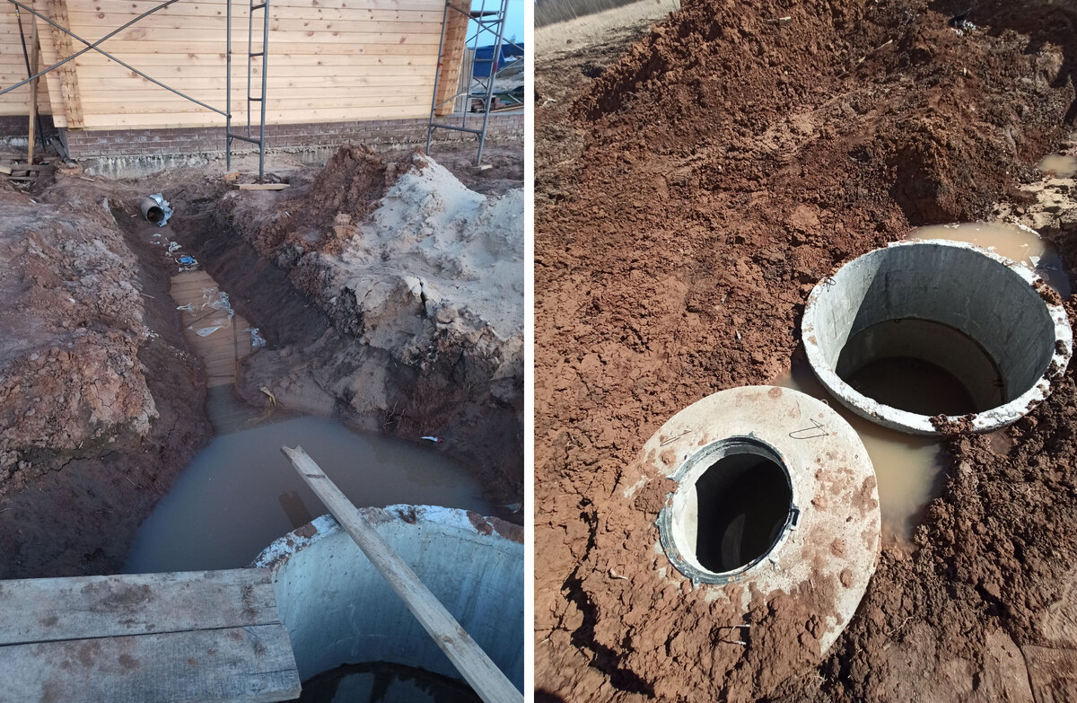 Затопленные грунтовой водой недостроенные "септики из колец", которые вовсе и не септики