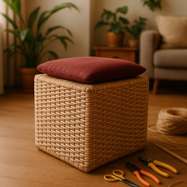    Как сделать стильный табурет‑куб из ротанга своими руками: простой мастер-класс для создания уюта в вашем доме Loza