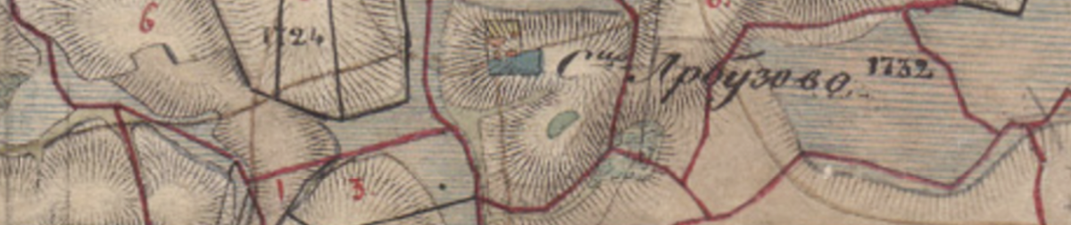 Сельцо Арбузово на карте Менде, 1857 г.