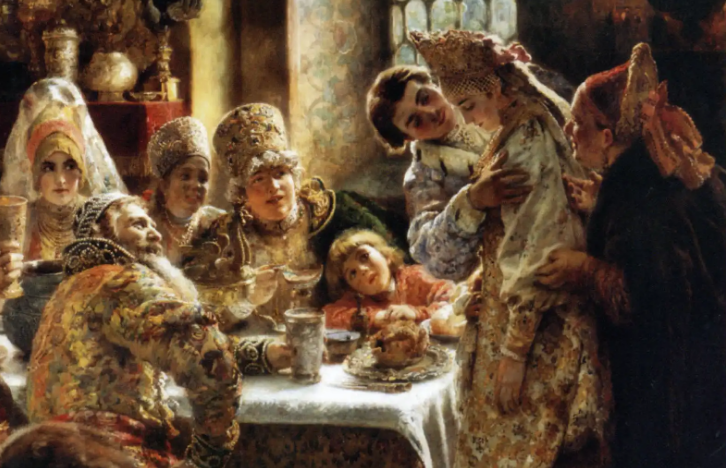 «Боярский свадебный пир», Константин Маковский, 1883, фрагмент