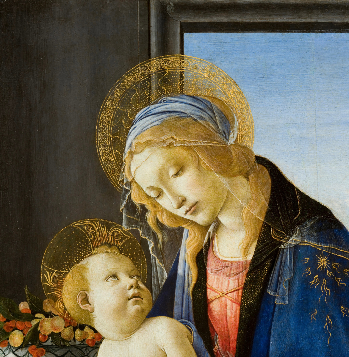 Сандро Боттичелли, «Мадонна с книгой». 1480-81гг. Дерево, темпера. 58 × 39,5 см Музей Польди-Пеццоли, Милан, Италия. Фрагмент. 