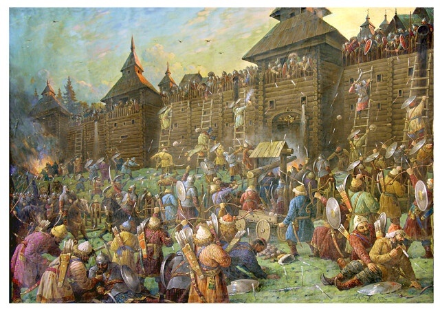 А.М. Солодков "Взятие Коломны татарами".