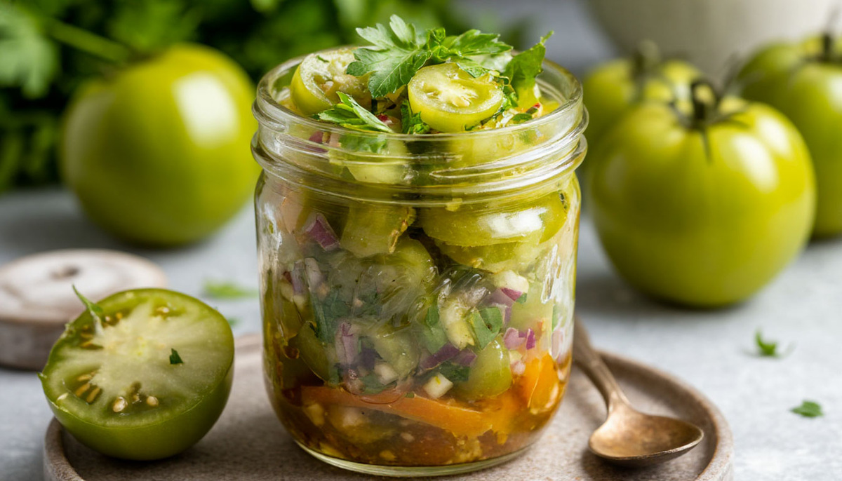    Больше не выбрасываю зеленые помидоры - закрываю сочный салат на зиму: пальчики оближешь