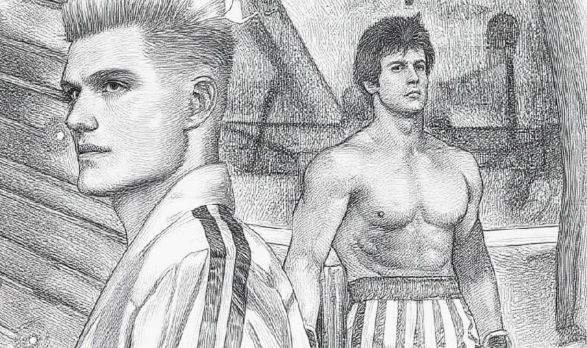 Фото: Рокки Бальбоа против Ивана Драго бой за звание чемпиона мира в Москве