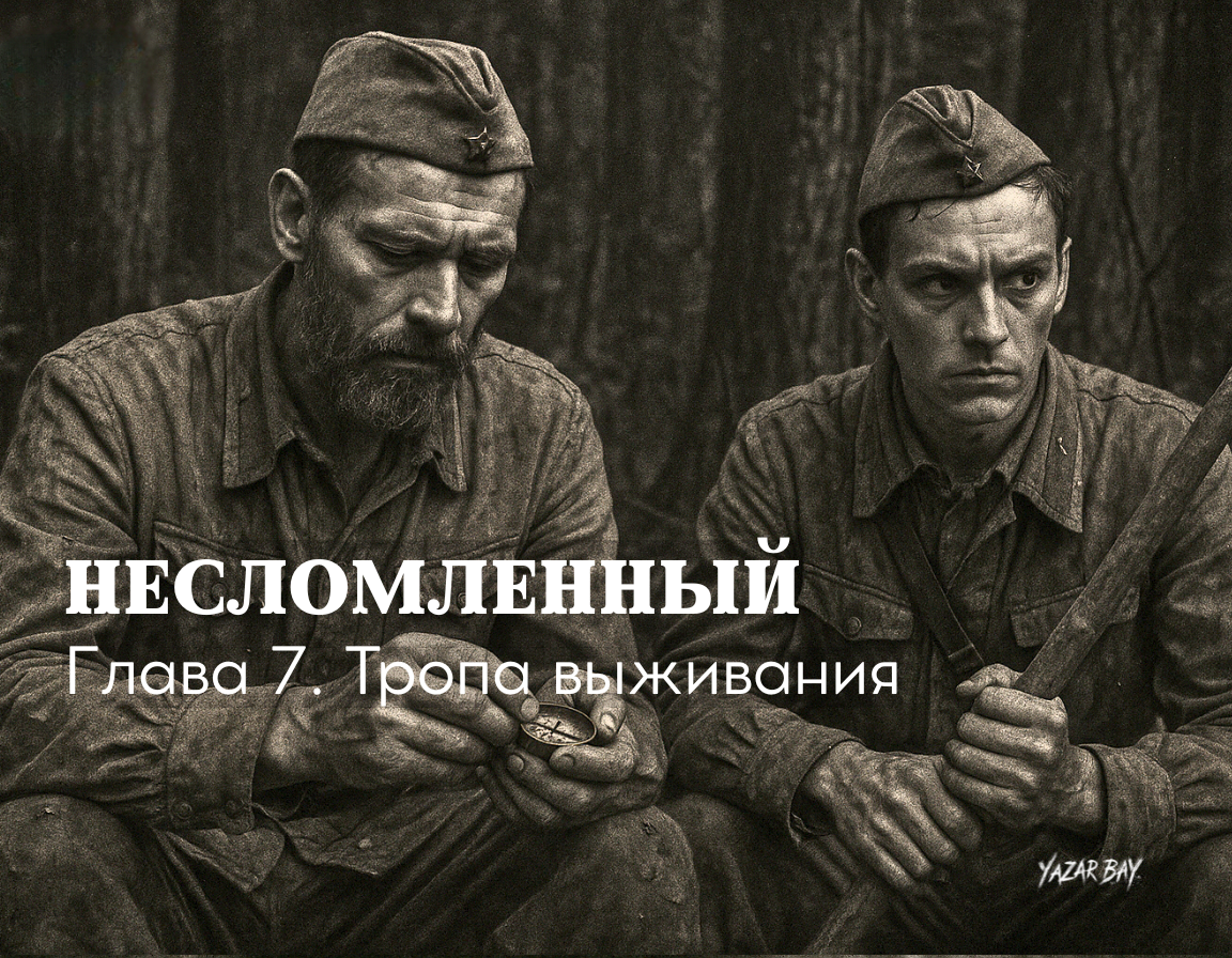 Генерал Огурцов и майор Воронов в польских лесах во время отчаянных скитаний после побега из плена, весна 1942 года ©Язар Бай