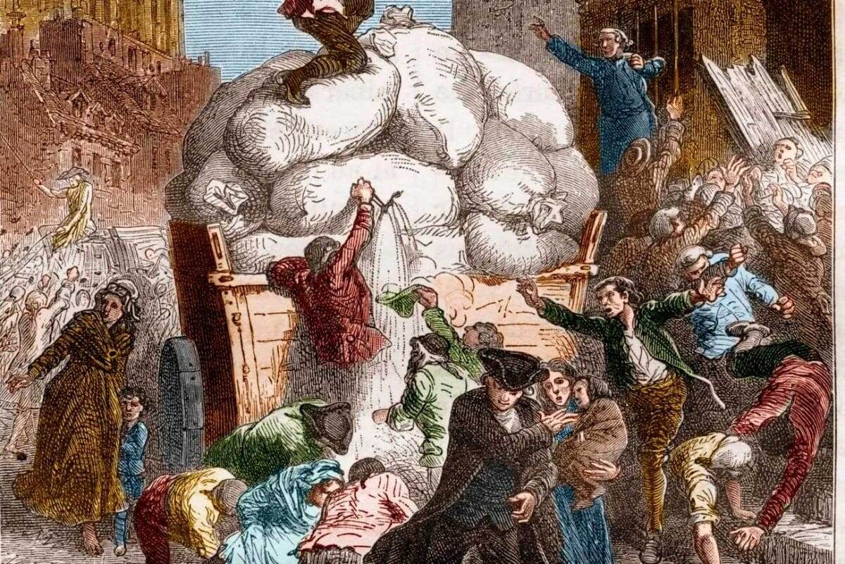 На этой иллюстрации изображены участники восстания парижских рабочих бумажной мануфактуры Ревельона в апреле 1789 года. Это восстание предшествовало Великой французской революции / © Corbis via Getty Images, Stefano Bianchetti📷

