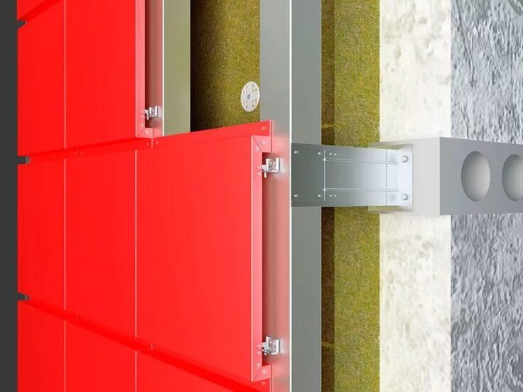 Вентилируемый фасад из композитных панелей в кассете на иклях 