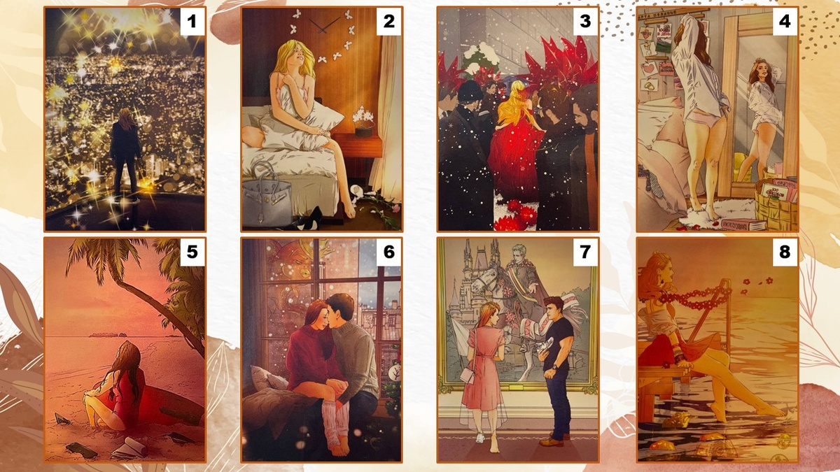 8 случайных карт из колоды «Девочкины сказки» авт. М. Хомяковой. Коллаж мой