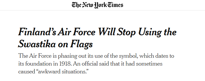 Военно-воздушные силы Финляндии прекратят использовать свастику на флагах