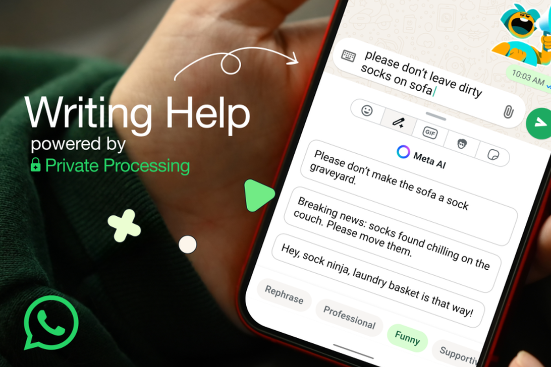     «Помощь в написании»: WhatsApp получит ИИ-инструмент с функцией Private Processing