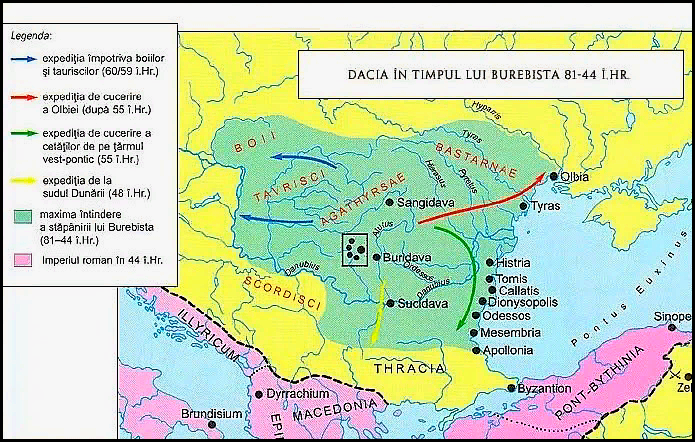 Царство Буребисты. Сирмазегетуза и её окрестности - в квадратике.