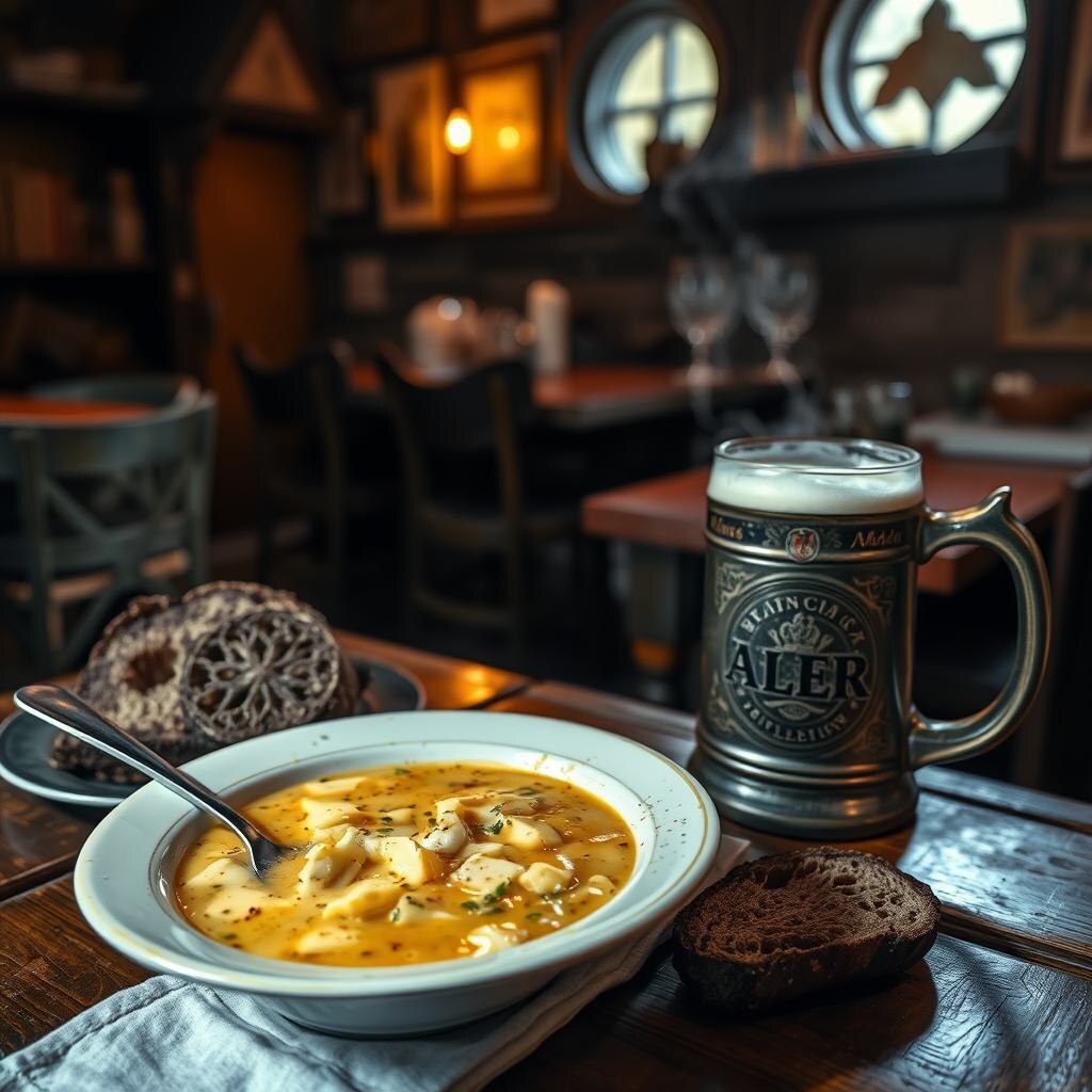 Сырно-пивной суп в бельгийском трактире