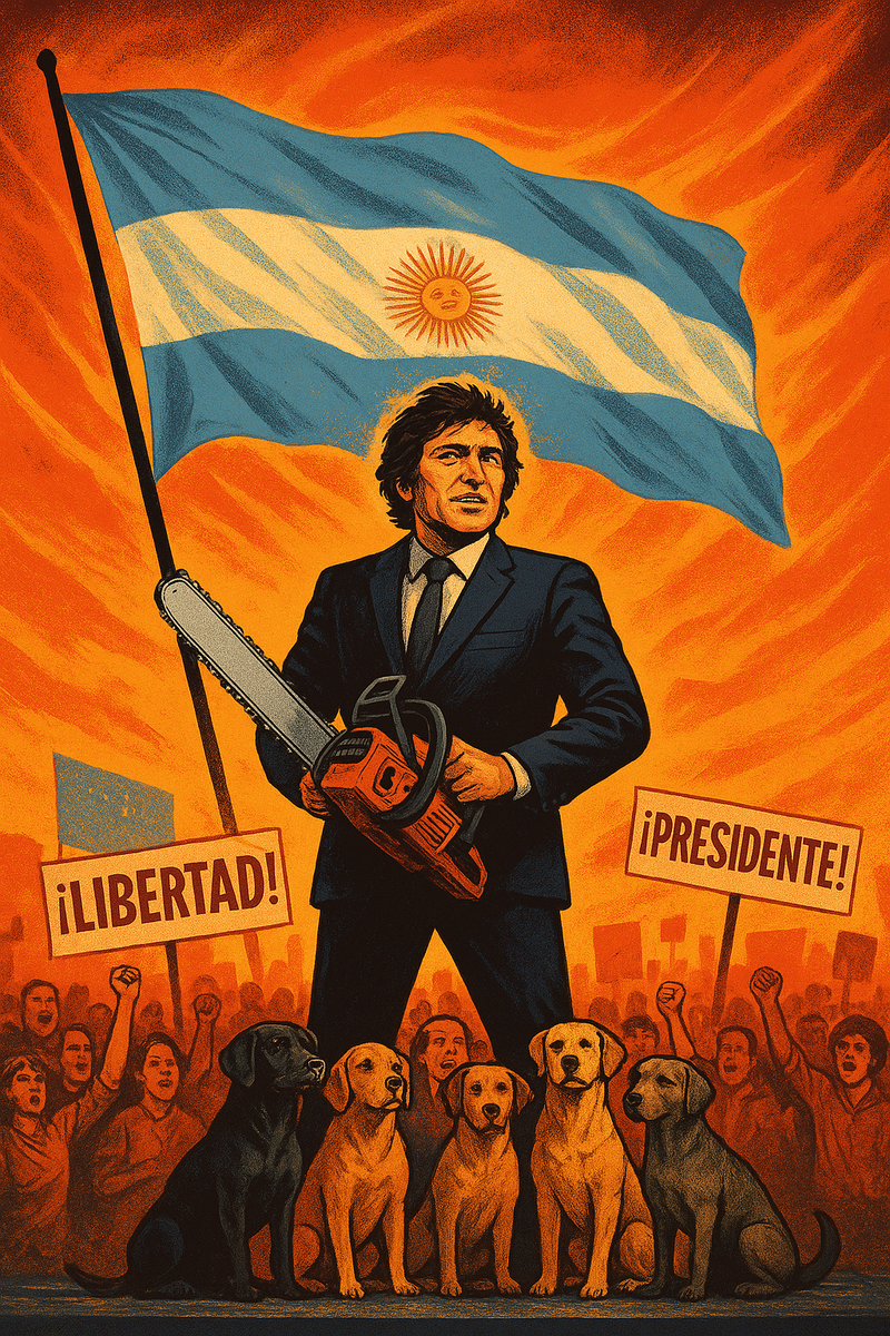 Хавьер Милей ворвался в Casa Rosada с цепной пилой — символом своей политики "резать всё лишнее". И он не шутил! 