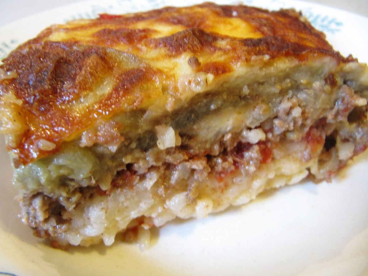 мусака с баклажанами и рисом