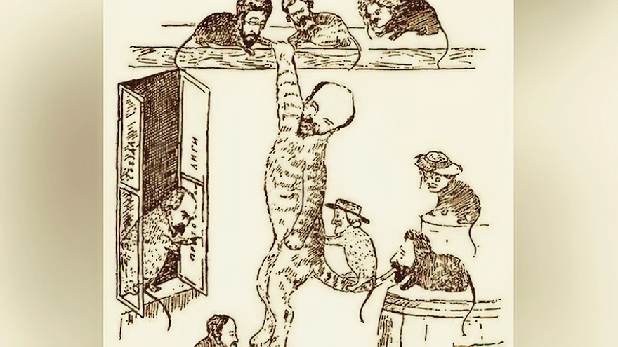 Ленин-кот и мыши-социалисты. Карикатура П. Лепешинского, 1914 год