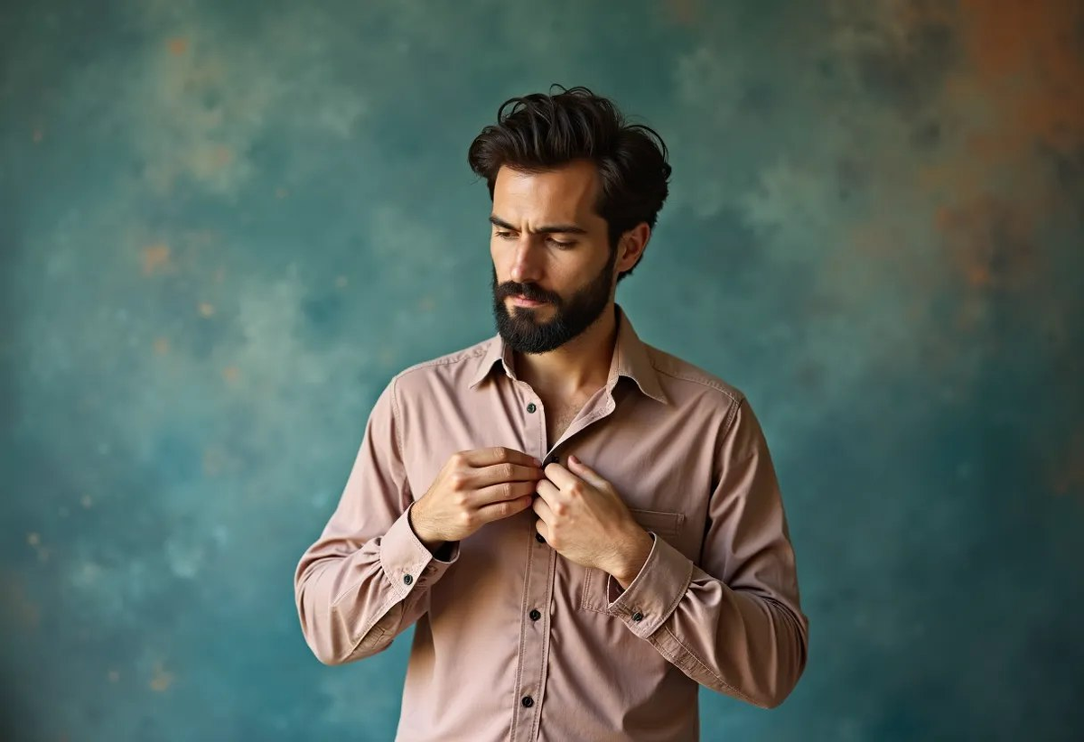 Человек изучает, как ткань изменила форму.