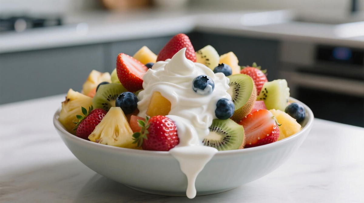 Фруктовый салаты с йогуртовым кремом