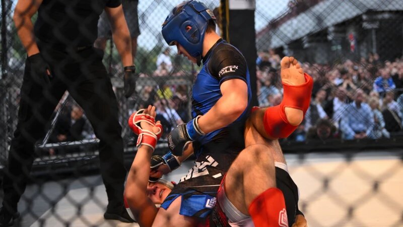     Бойцы сражаются за победу в поединках ММА Дмитрий Лямзин