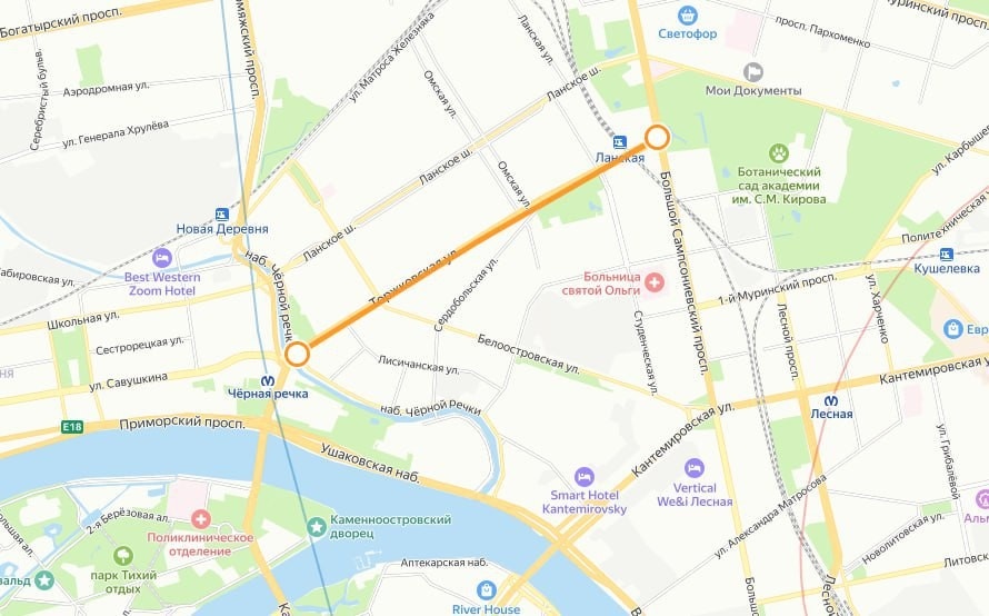    Ограничения движения в Приморском районе. Автор фото: t.me/krti_spb