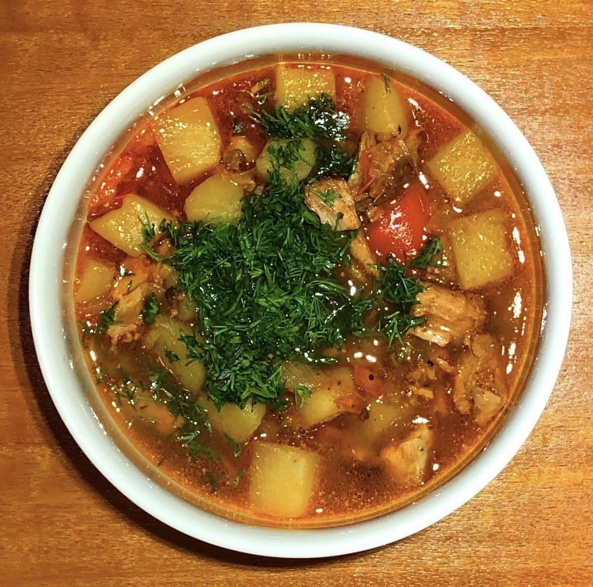 Гуляш с копченой свиной шейкой