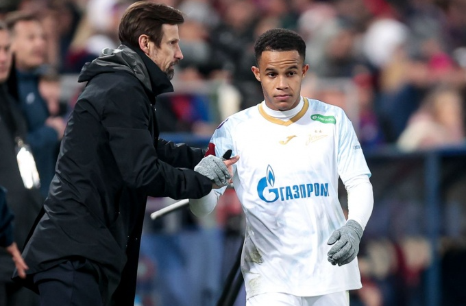 Сергей Семак и футболист "Зенита" Педро