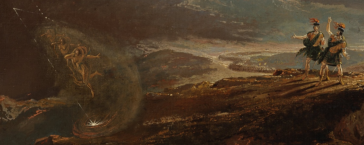 фрагмент с тремя ведьмами и главными героями