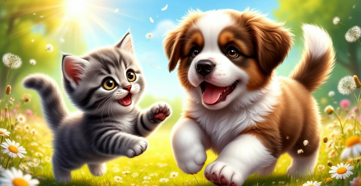 догонялки. Изображение сгененрировано нейросетью