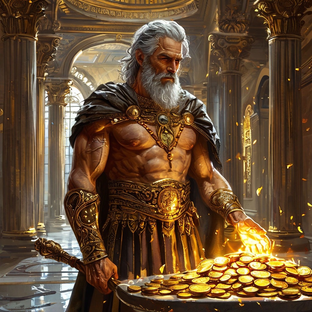 «Мидас, который обращал всё своим прикосновением в золото. Иллюстрация Уолтера Крейна к сборнику Натаниэля Готорна (издание 1893 г.)