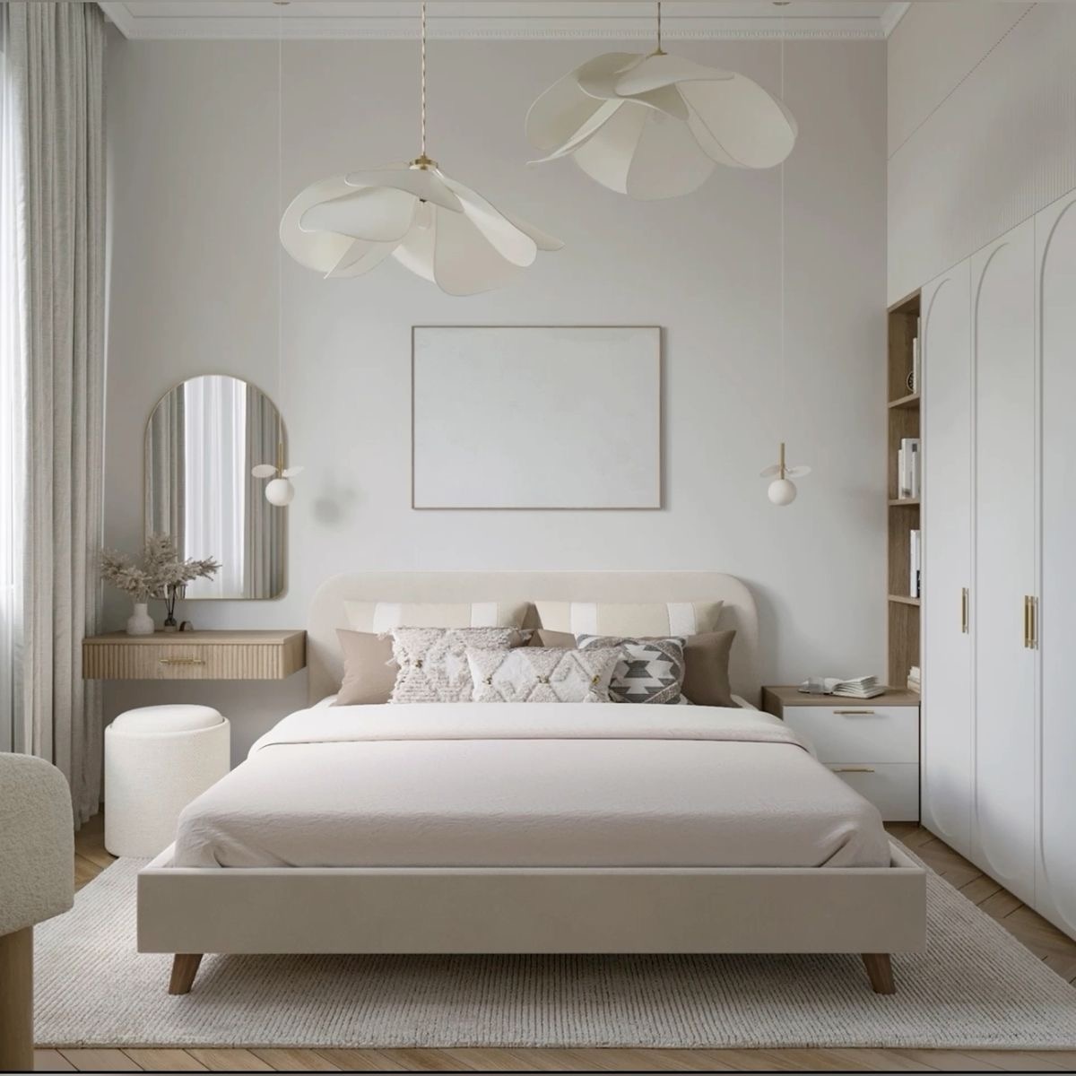 Светлый интерьер маленькой спальни 