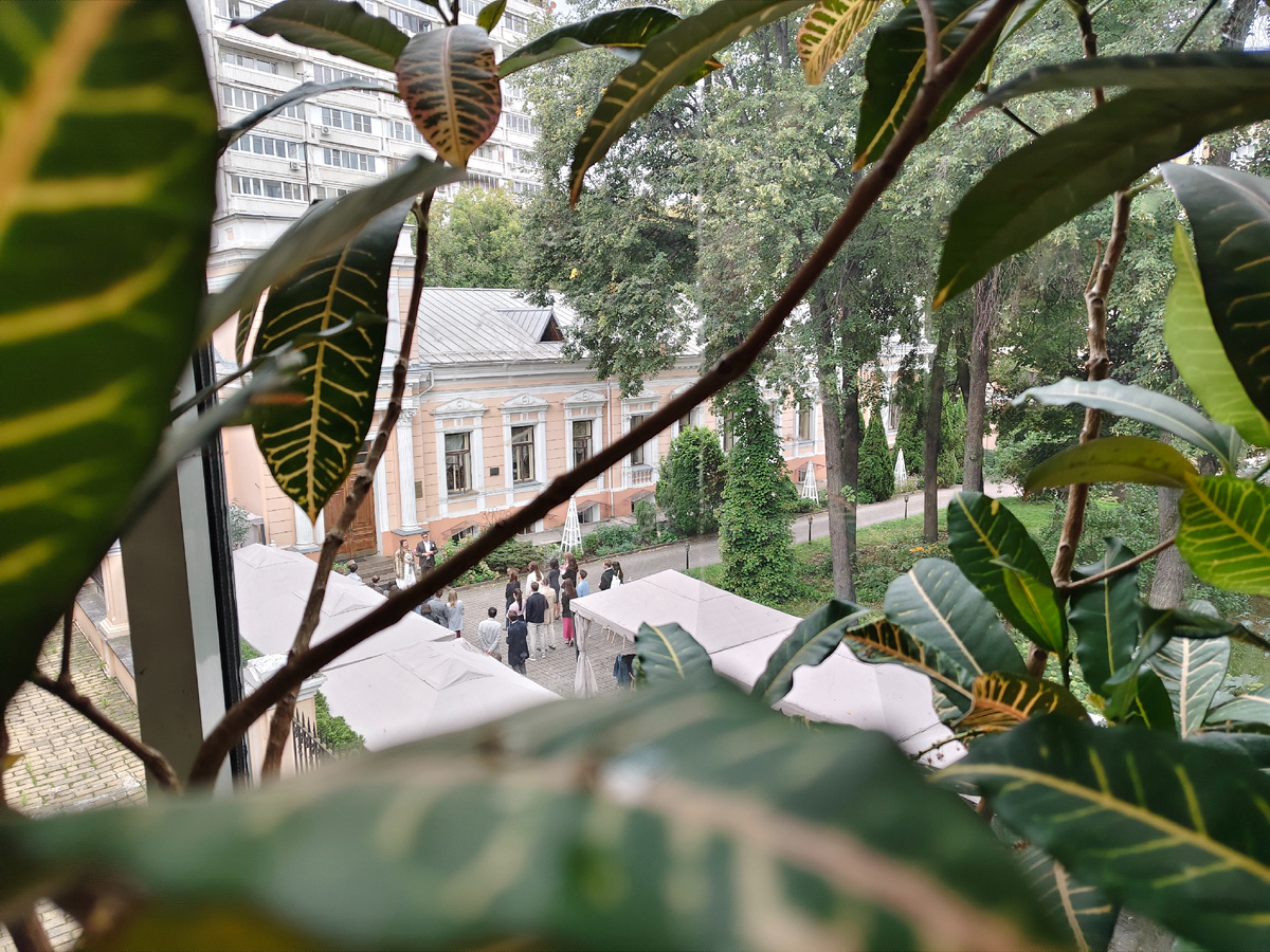 Вид из окна школы во двор особняка В.А. Лемана в Москве и на чью-то свадьбу