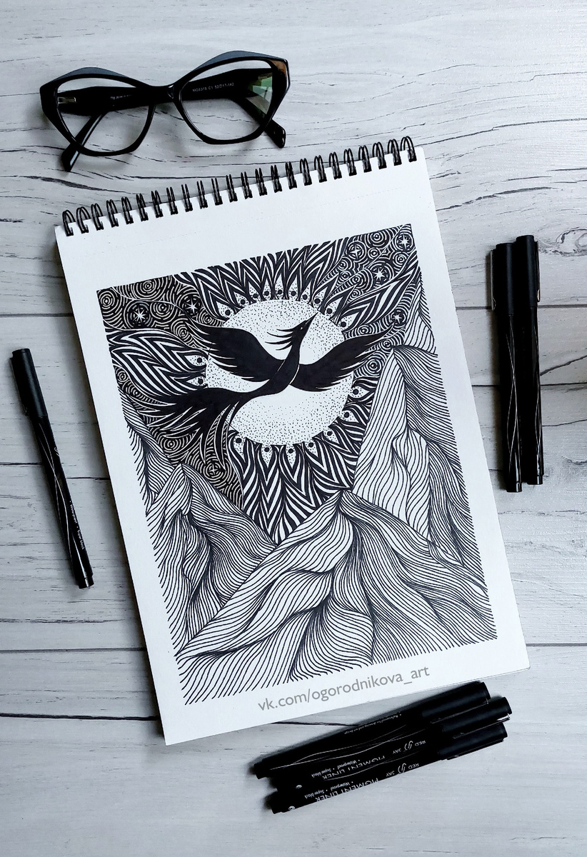 "Феникс" Авторская метафорическая иллюстрация Юлии Огородниковой