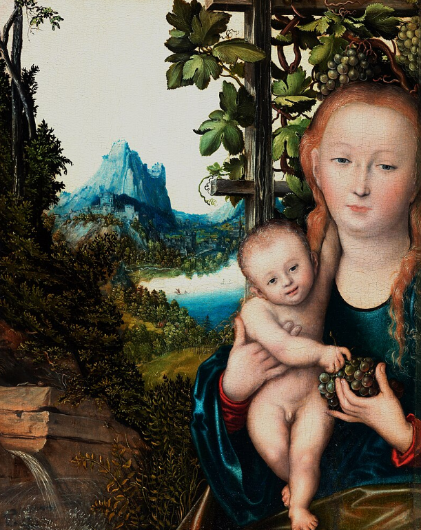 Лукас Кранах-ст.: Мадонна с Младенцем (Мадонна в винограднике), ок. 1520. Государственный музей изобразительных искусств им. Пушкина, Москва