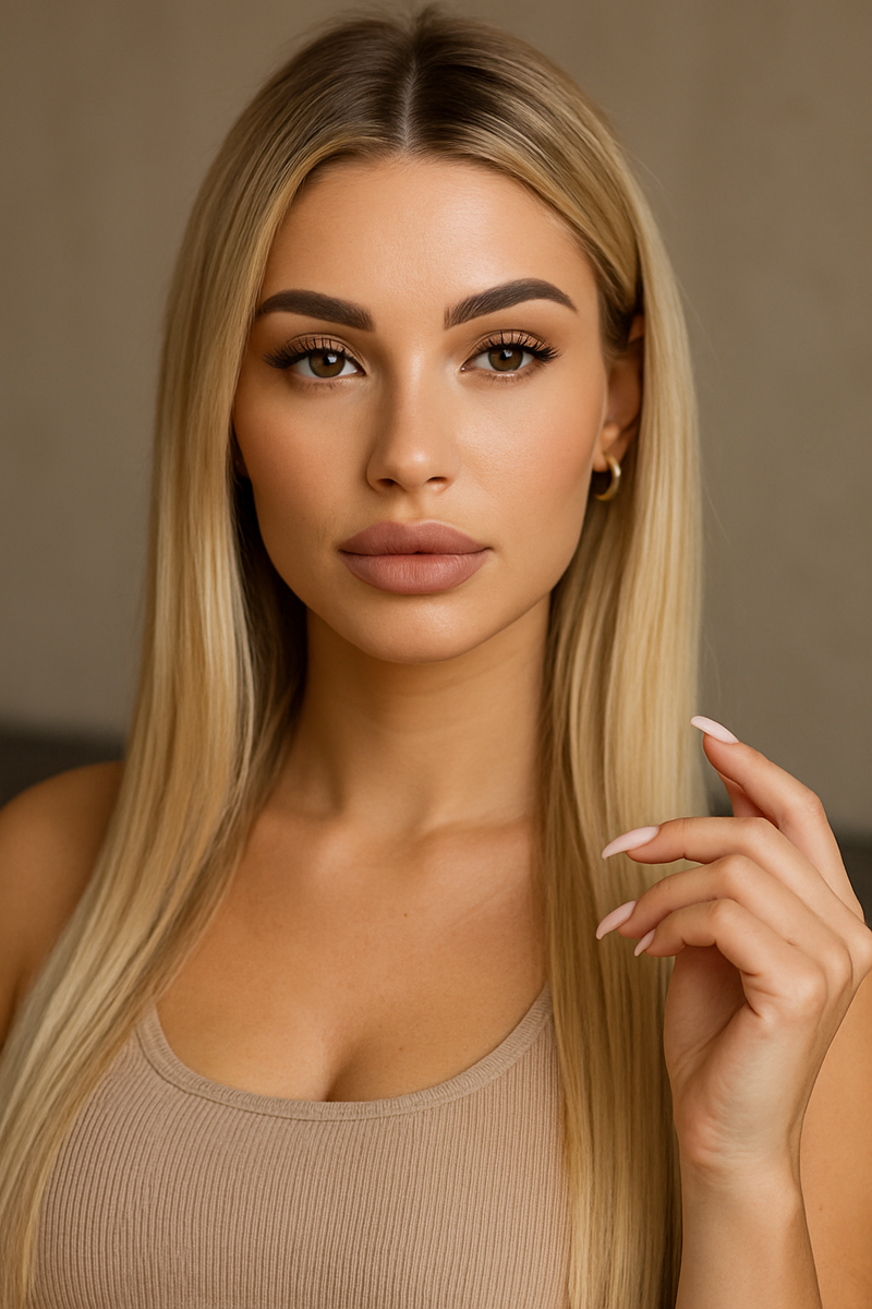 это сгенерированное изображение ИИ по моему описанию. Ну да, что-то такое. Только не такая загорелая