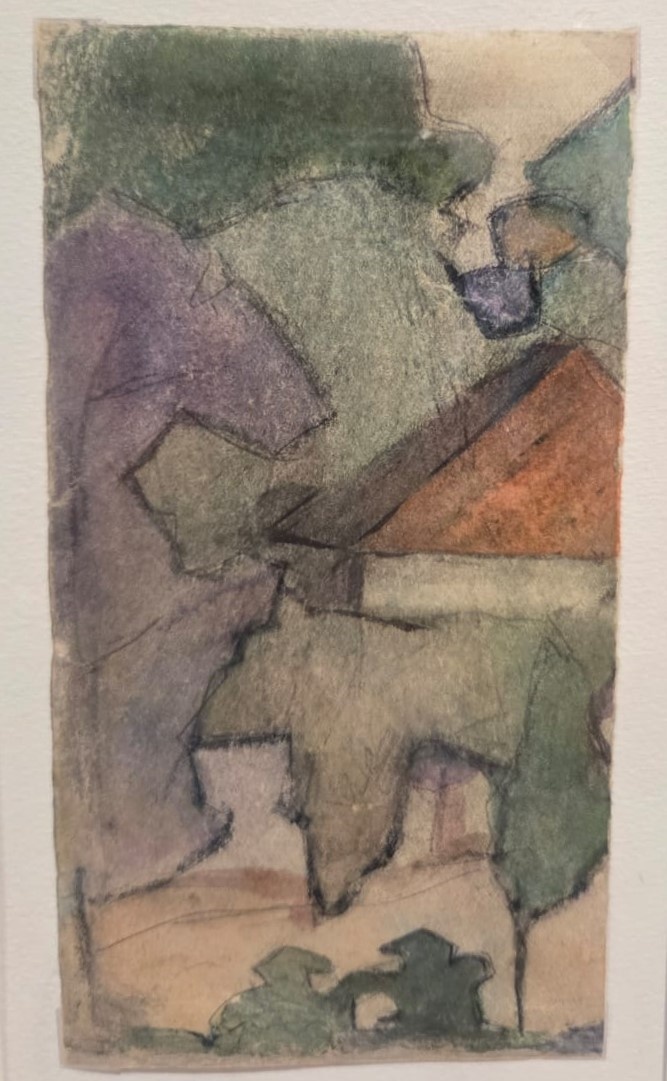 Дом с красной крышей. 1914. бумага, акварель