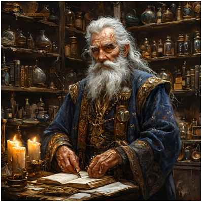 Сгенерировано ИИ- колдун в своей лаборатории нравов.