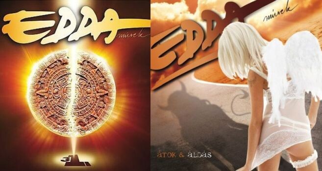 Обложки конвертов альбомов группы Edda Muvek 2012 (слева) и 2009 (справа) годо, на которых появились две последние в истории венгерского рока хорошие песни