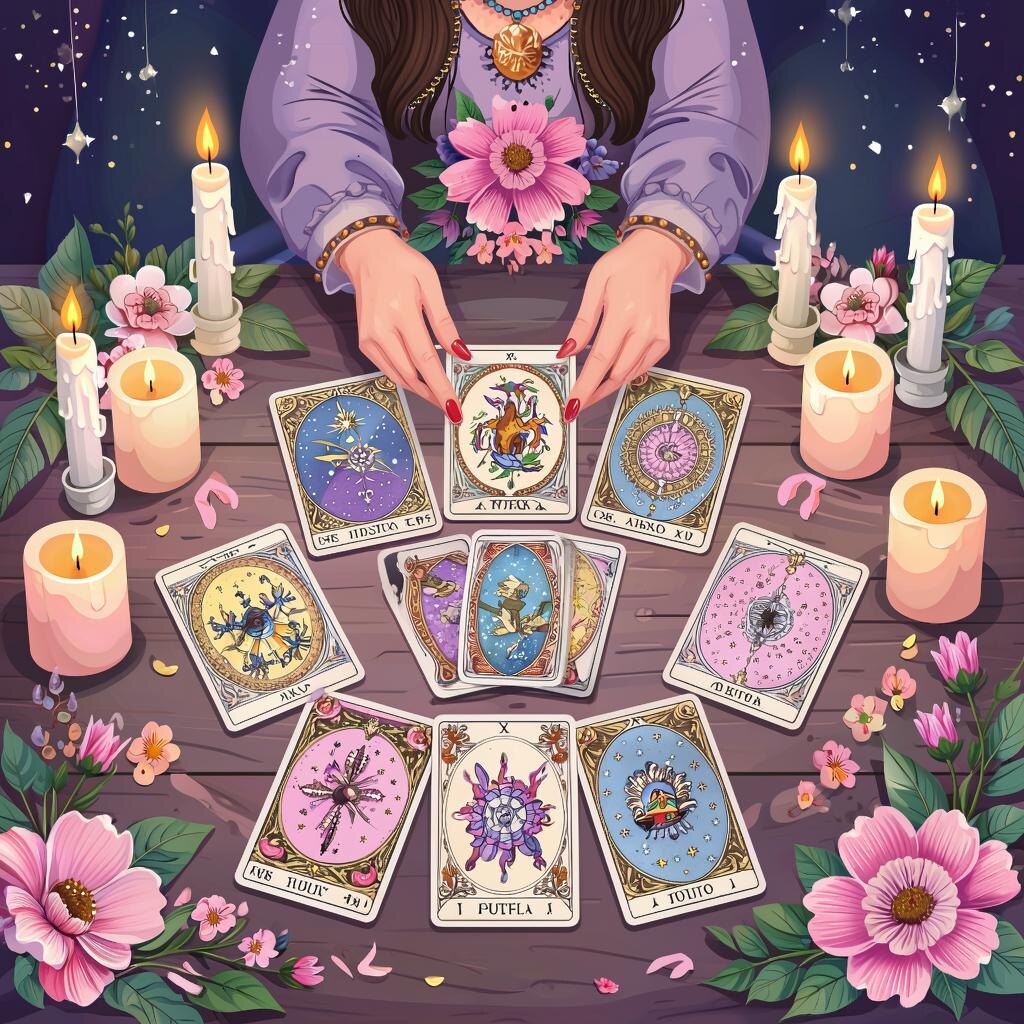 Гадание на картах. Иллюстрация сгенерирована нейросетью