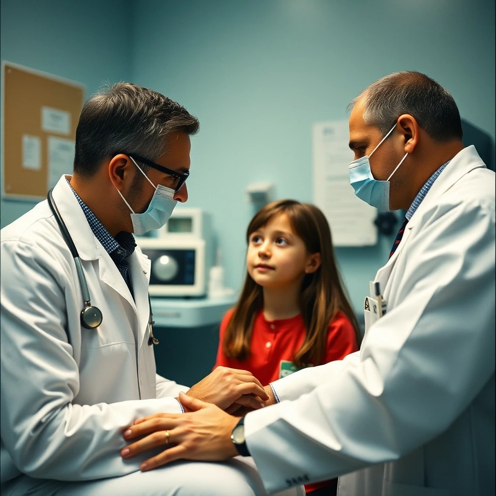 Фото врачей обсуждащих леченение пациентки (создано при помощи ИИ). 