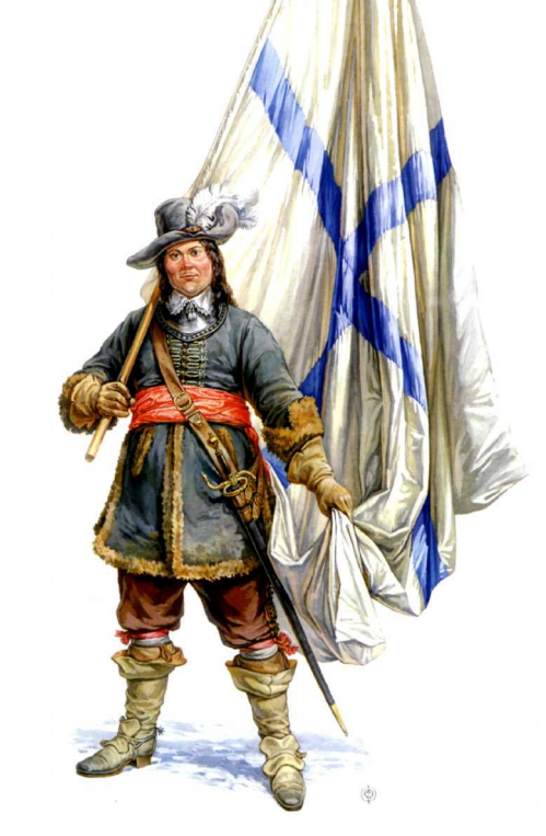 Русский знаменосец полка иноземного строя, вторая половина 17 века