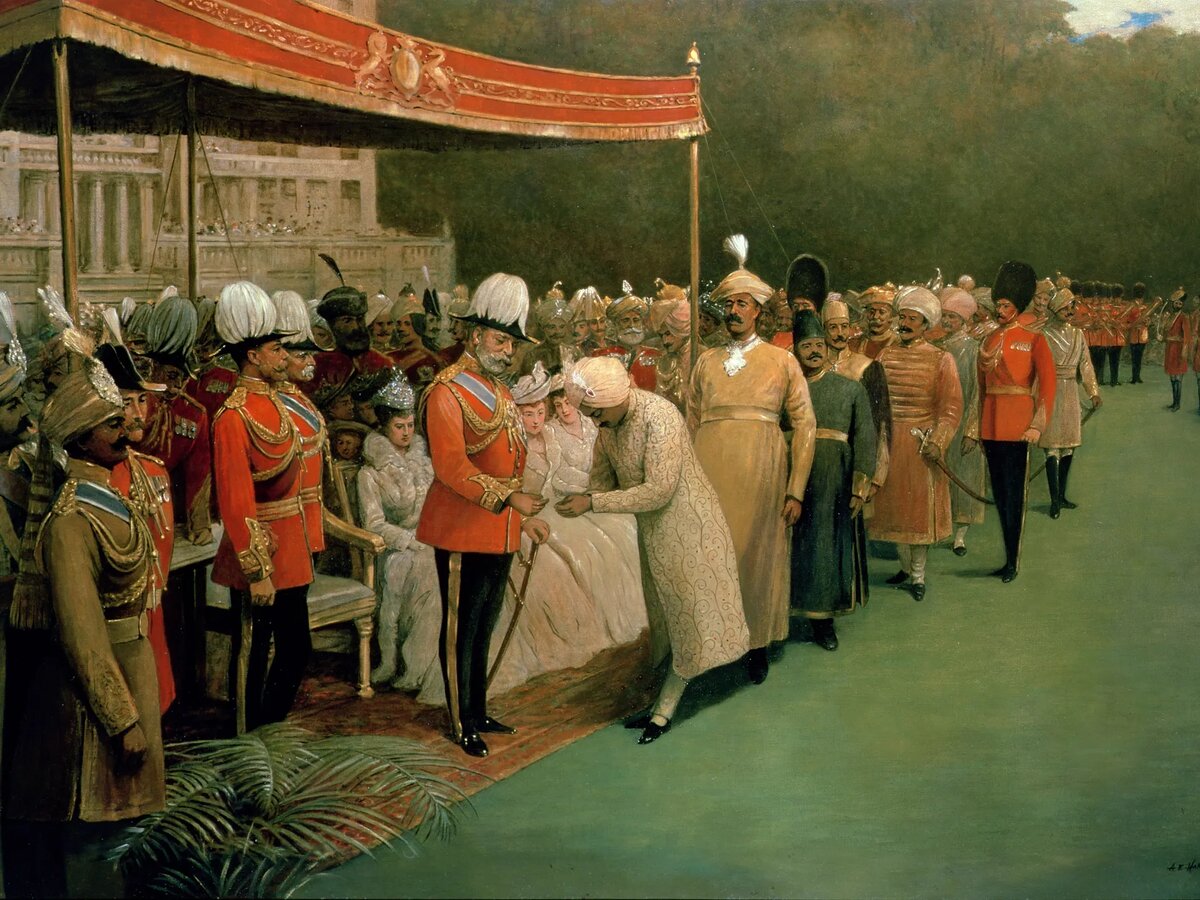 Альберта Э. Харриса «Эдуард VII принимает махараджей и сановников перед своей коронацией, 1901».