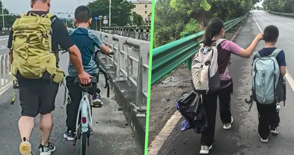 Китайский отец прошел с детьми 800 км пешком, чтобы закалить их характер